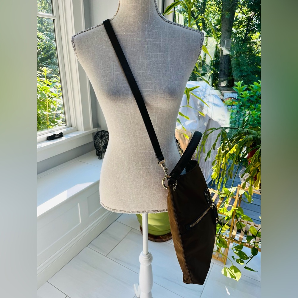 Henri Bendel leather trim nylon shoulder bag